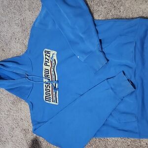 Blue 84 Wisconsin dells moose pizza hoodie